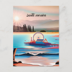 Santa Monica Kalifornien Reise-Postkarte, Kaliforn Postkarte