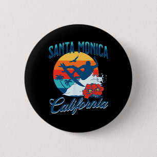 Santa Monica Kalifornien Strand Surfen Sommerurlau Button