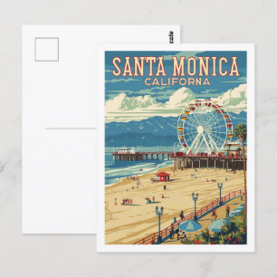 Santa Monica Kalifornien USA Berühmte Vintage Reis Postkarte