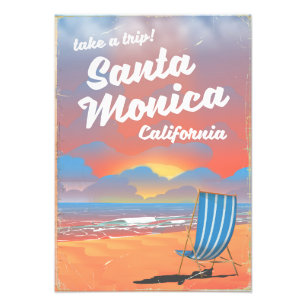 Santa Monica Kalifornien Vintage-Strandposter Fotodruck