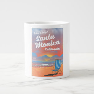 Santa Monica Kalifornien Vintage-Strandposter Jumbo-Tasse