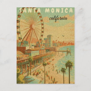 santa monica monica kalifornien vintage reise cl postkarte