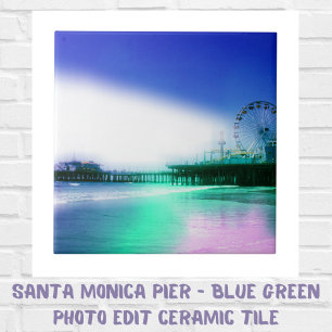 Santa Monica Pier - Blue Green Foto Edit Fliese