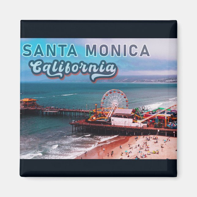 Santa Monica Pier Ca USA Retro Souvenirs 80er Magnet (Vorne)
