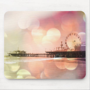 Santa Monica Pier - funkelndes Pink Foto Edit Mousepad