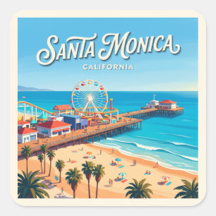 Santa Monica Pier Kalifornien Quadratischer Aufkleber