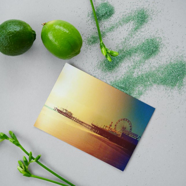 Santa Monica Pier - Orange Sunrise Foto Edit Postkarte (Von Creator hochgeladen)