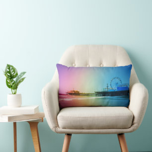 Santa Monica Pier Rainbow Colors Lendenkissen