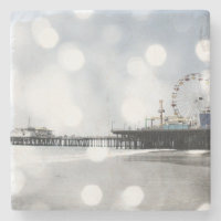 Santa Monica Pier Silver Gray Glitzern