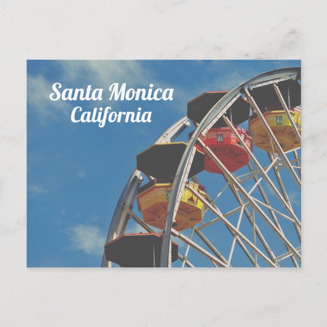 Santa Monica Pier Vintag Ferris Wheel Postkarte (Vorderseite)