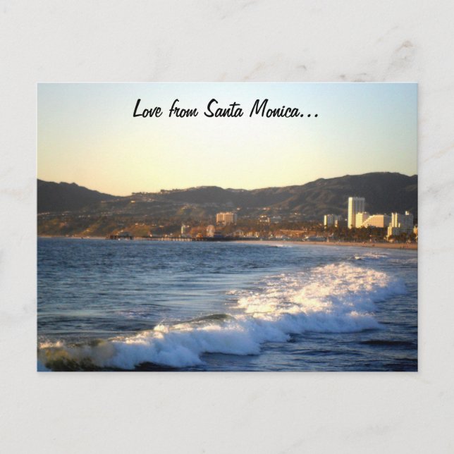 Santa Monica Pier vom Strand von Venedig aus geseh Postkarte (Vorderseite)