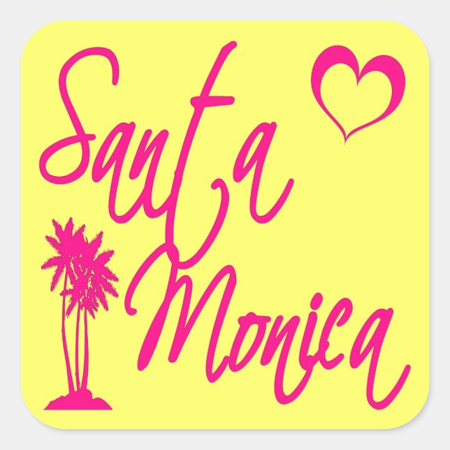 Santa Monica Quadratischer Aufkleber (Vorderseite)