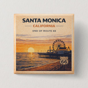 Santa Monica Route 66 California Strand Geschenk Button