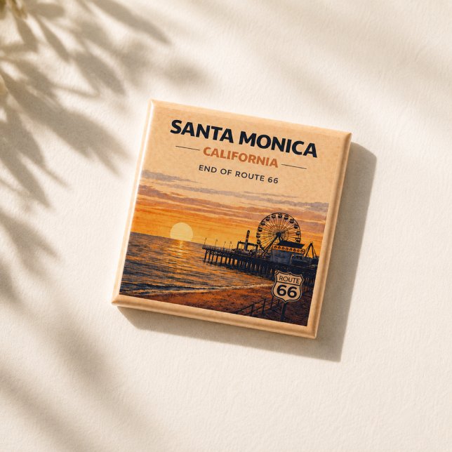 Santa Monica Route 66 California Strand Geschenk Button (Von Creator hochgeladen)