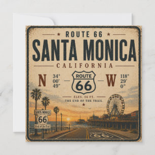 Santa Monica Route 66 Einladungskarte