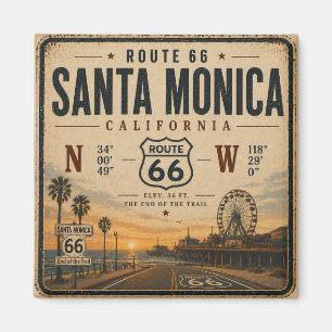 Santa Monica Route 66 Kühlschrank Kunst Magnet