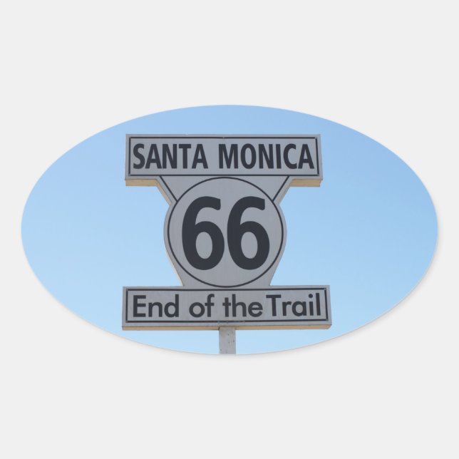 Santa Monica Route 66 Ovaler Aufkleber (Vorderseite)
