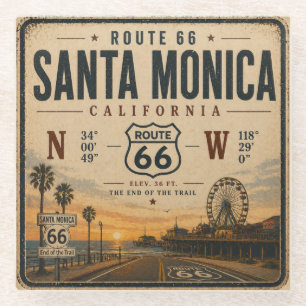 Santa Monica Route 66 Trinkpause Glasuntersetzer