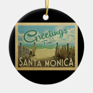 Santa Monica Strand-Vintage Reise Keramik Ornament