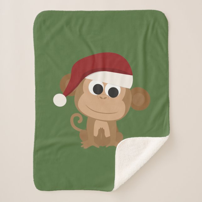 Santa Monkey Fleece Blanket Sherpadecke (Vorderseite)