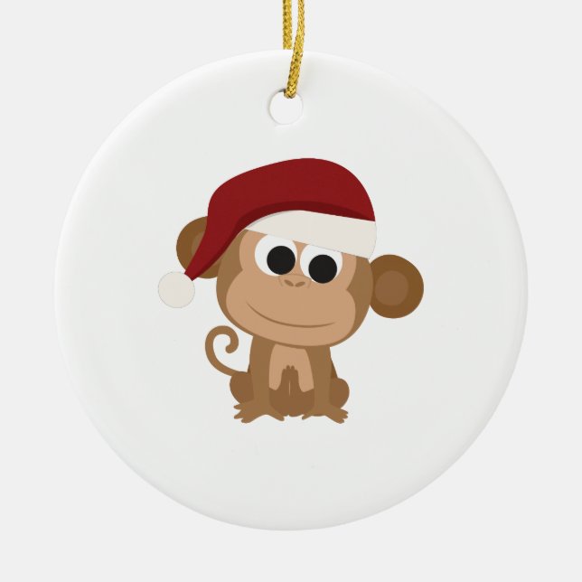 Santa Monkey Keramikornament (Vorne)