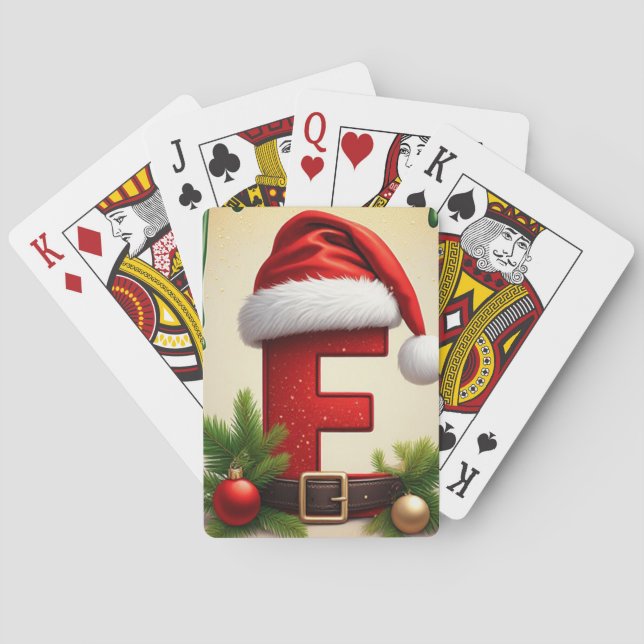 Santa Monogramm Buchstabe F mit Weihnachtsakzent � Spielkarten (Rückseite)