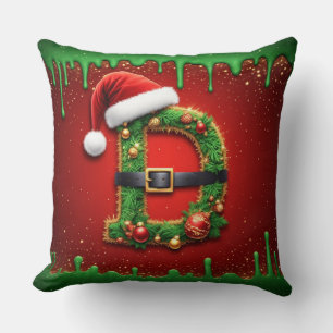 Santa Monogramm D mit Weihnachtskranz-Stil 🎁 Kissen