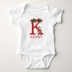 Santa Monogramm und Name Familie passend Baby Strampler
