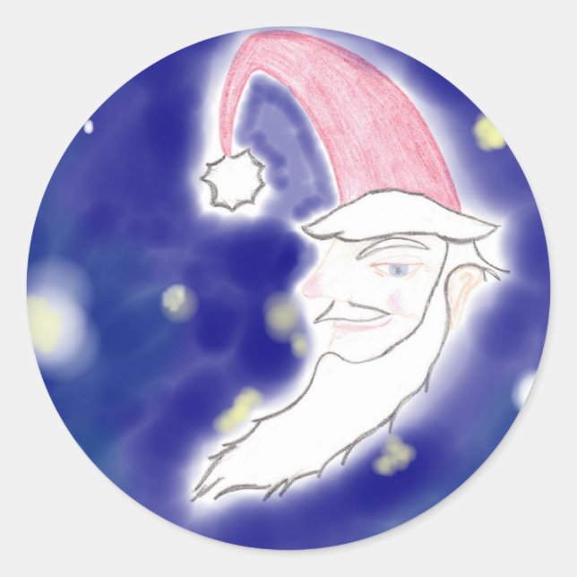 Santa Moon Weihnachts-Sticker Runder Aufkleber (Vorderseite)