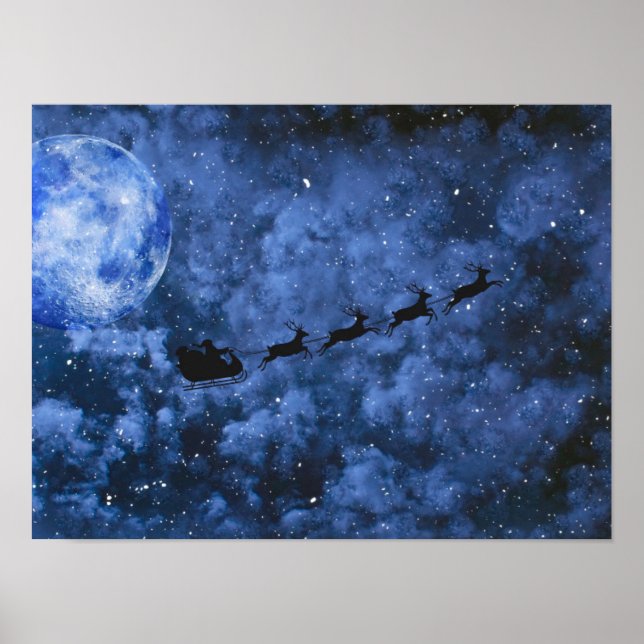 Santa Moonlight Flying Poster (Vorne)