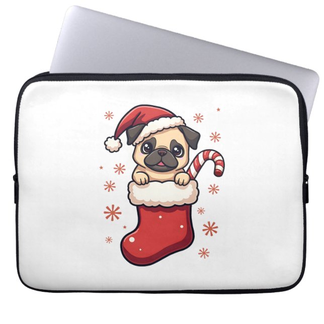 Santa Mops Delight Laptopschutzhülle (Vorderseite)