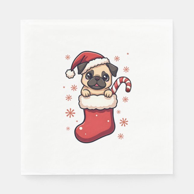 Santa Mops Delight Serviette (Vorderseite)