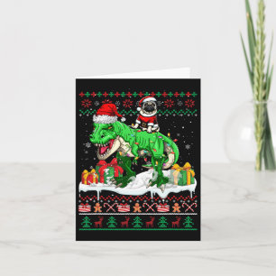 Santa Mops Riding T-rex Weihnachtssüßer Lover Eige Karte