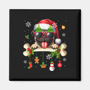 Santa Mops Sungles Niedlich Bone Xmas Besitzer Kin Magnet