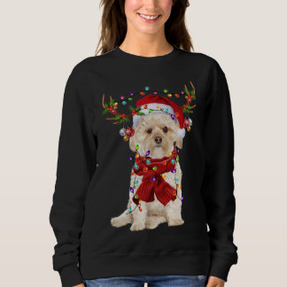 Santa Morkie Dog Rentier Weihnachtsbeleuchtung Sweatshirt