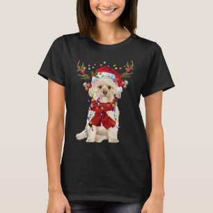 Santa Morkie Dog Rentier Weihnachtsbeleuchtung T-Shirt