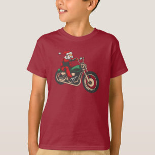 Santa Motorbike Weihnachtsfahrer Grafik T-Shirt