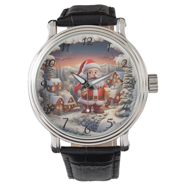 Santa Mountain Village Gift  Armbanduhr (Vorderseite)