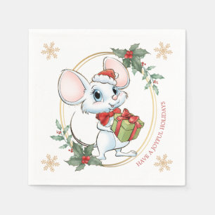 Santa Mouse Christmas Favor Serviette