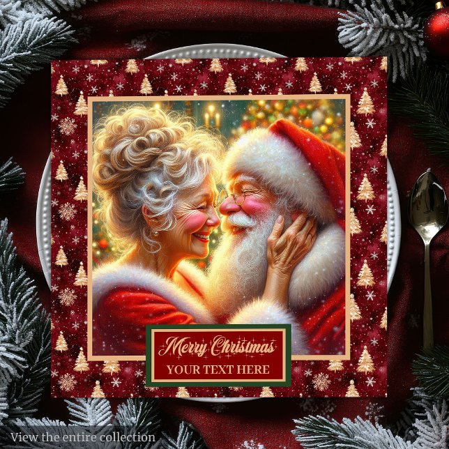 Santa & Mrs Claus Christmas Napkins Red Gold Serviette (Santa & Mrs. Claus Christmas Napkins Red Gold)