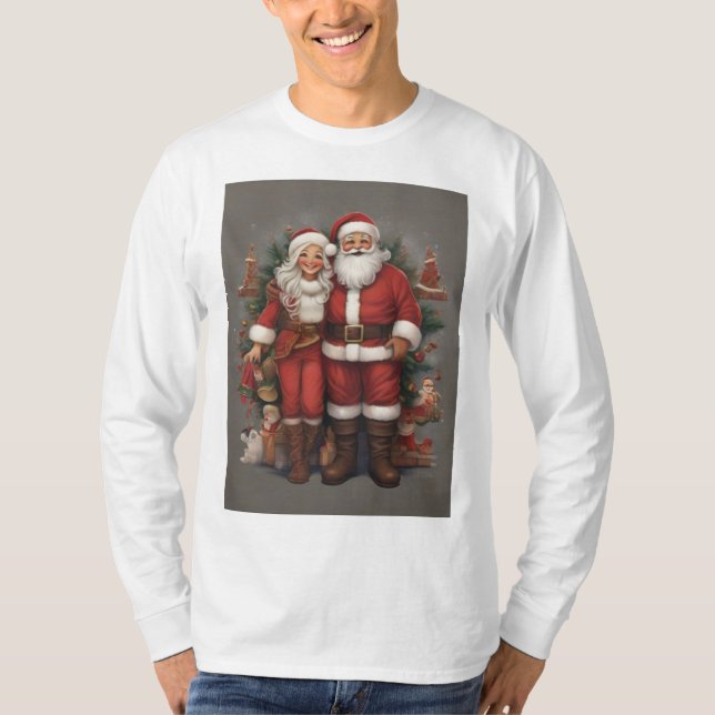 "Santa & Mrs. Claus Embrace" T-Shirt (Vorderseite)