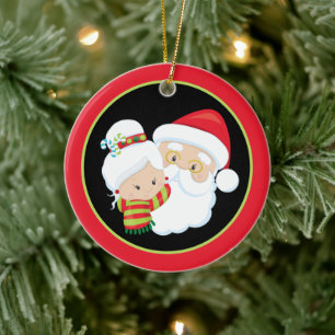 Santa Mrs Claus füge Stimmung hinzu  Keramik Ornament