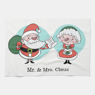 Santa & Mrs Claus individuelle Name Küchenhandtuch Küchentuch