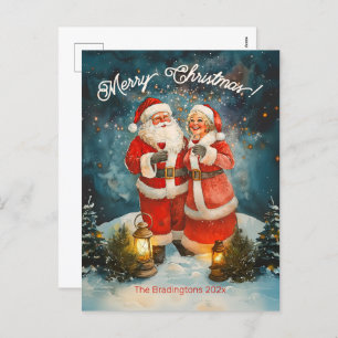 Santa Mrs Claus Merry Christmas Feiertagspostkarte