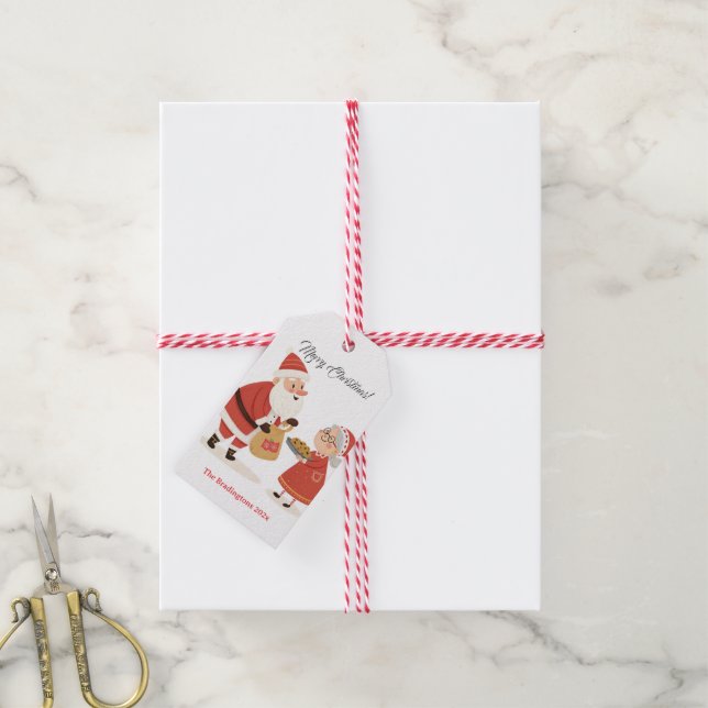 Santa Mrs Claus Merry Christmas Geschenkanhänger (Mit Garn)