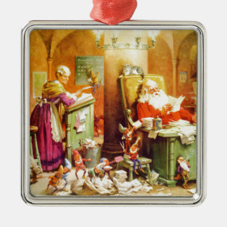Santa & Mrs Claus & the Elves Karo Seine Liste Silbernes Ornament