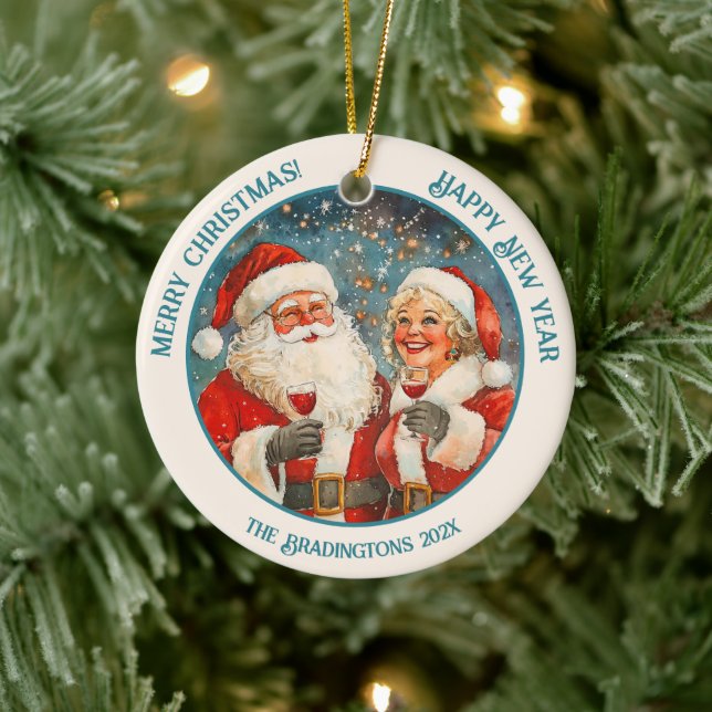 Santa Mrs Claus Weihnachten Neue Jahre Keramik Ornament (Baum)