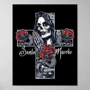 Santa Muerte Cross Kostüme Halloween Matching Fami Poster