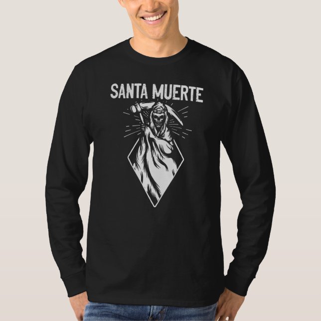 Santa Muerte Female Deity Sugar Skull Satanic Mexi T-Shirt (Vorderseite)