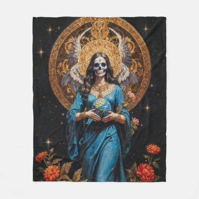 Santa Muerte Fleecedecke (Vorderseite)